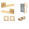 Iver Door Handle Bronte Rose Square Pair Key/Key Brushed Brass Entrance Kit