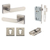 Iver Door Handle Bronte Rose Square Pair Key/Key Satin Nickel Entrance Kit