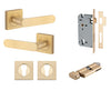 Iver Door Handle Bronte Rose Square Pair Key/Thumb Brushed Brass Entrance Kit