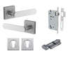 Iver Door Handle Bronte Rose Square Pair Key/Thumb Brushed Chrome Entrance Kit