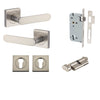 Iver Door Handle Bronte Rose Square Pair Key/Thumb Satin Nickel Entrance Kit