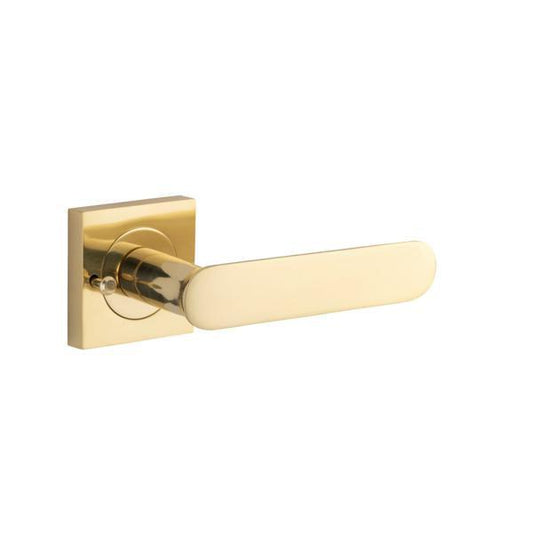 Iver Door Handle Bronte Rose Square Polished Brass Inbuilt Privacy Kit