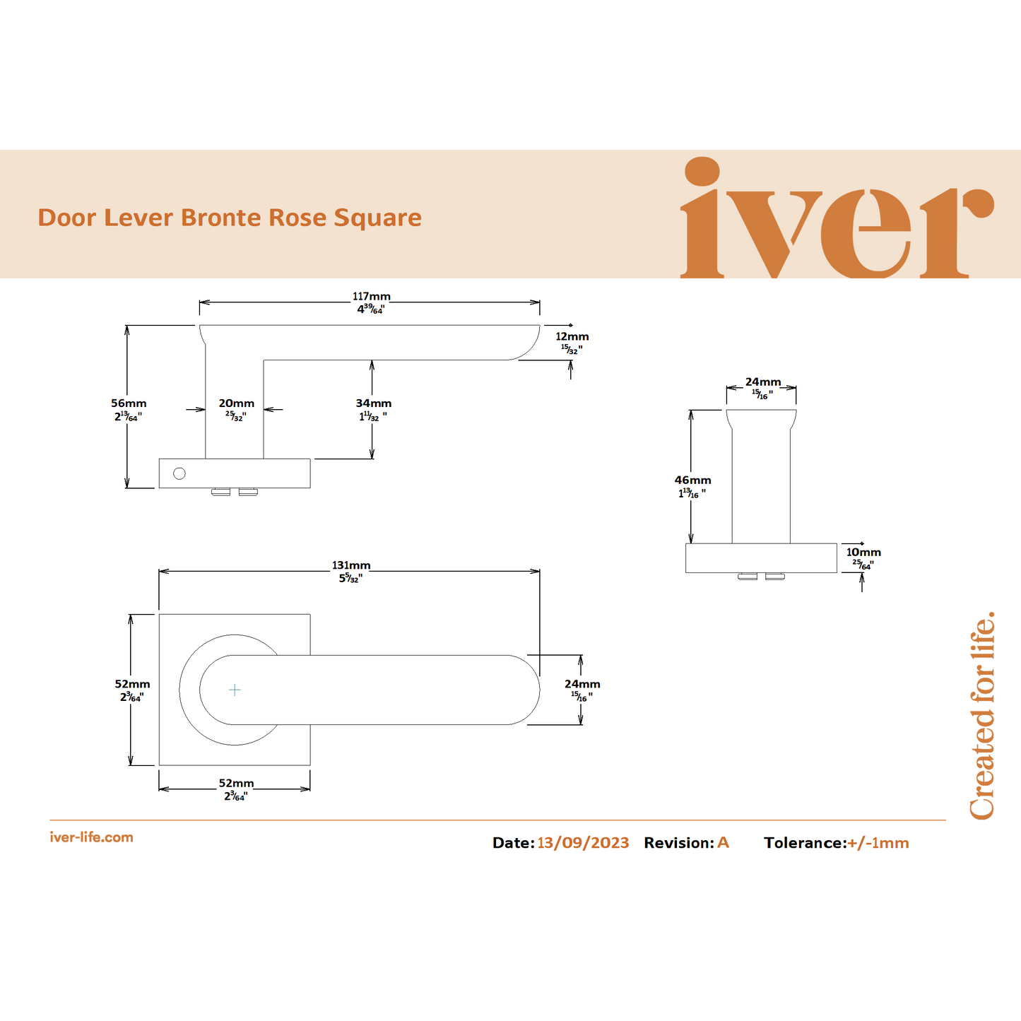 Iver Door Handle Bronte Rose Square Polished Chrome Inbuilt Privacy Kit