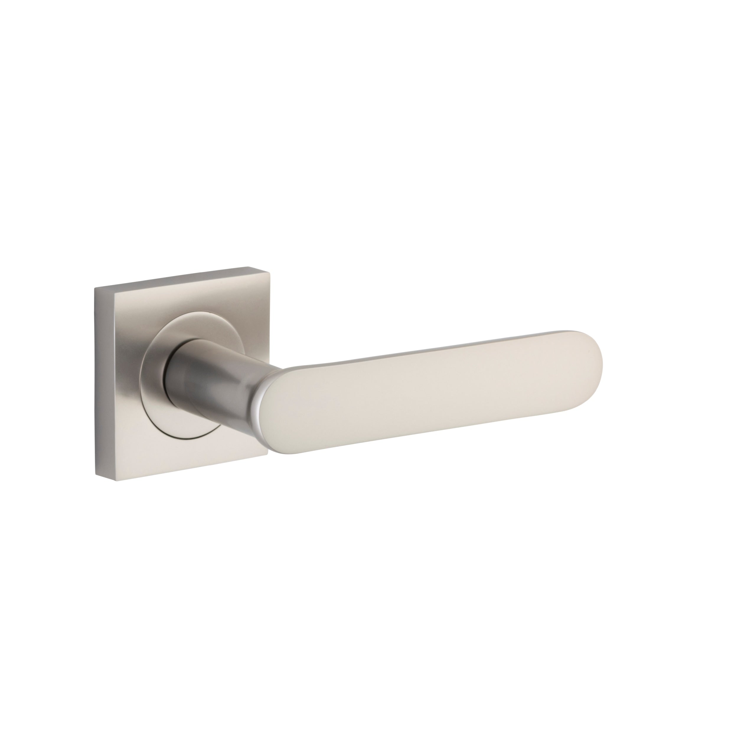 Iver Door Handle Bronte Square Rose Pair Satin Nickel