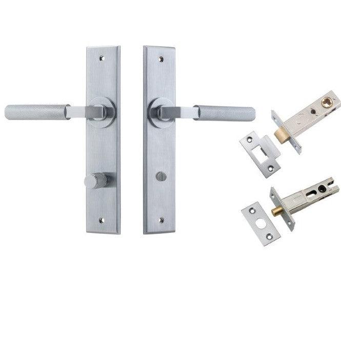 Iver Door Handle Brunswick Chamfered Privacy Brushed Chrome Privacy Kit