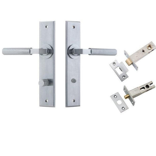 Iver Door Handle Brunswick Chamfered Privacy Brushed Chrome Privacy Kit