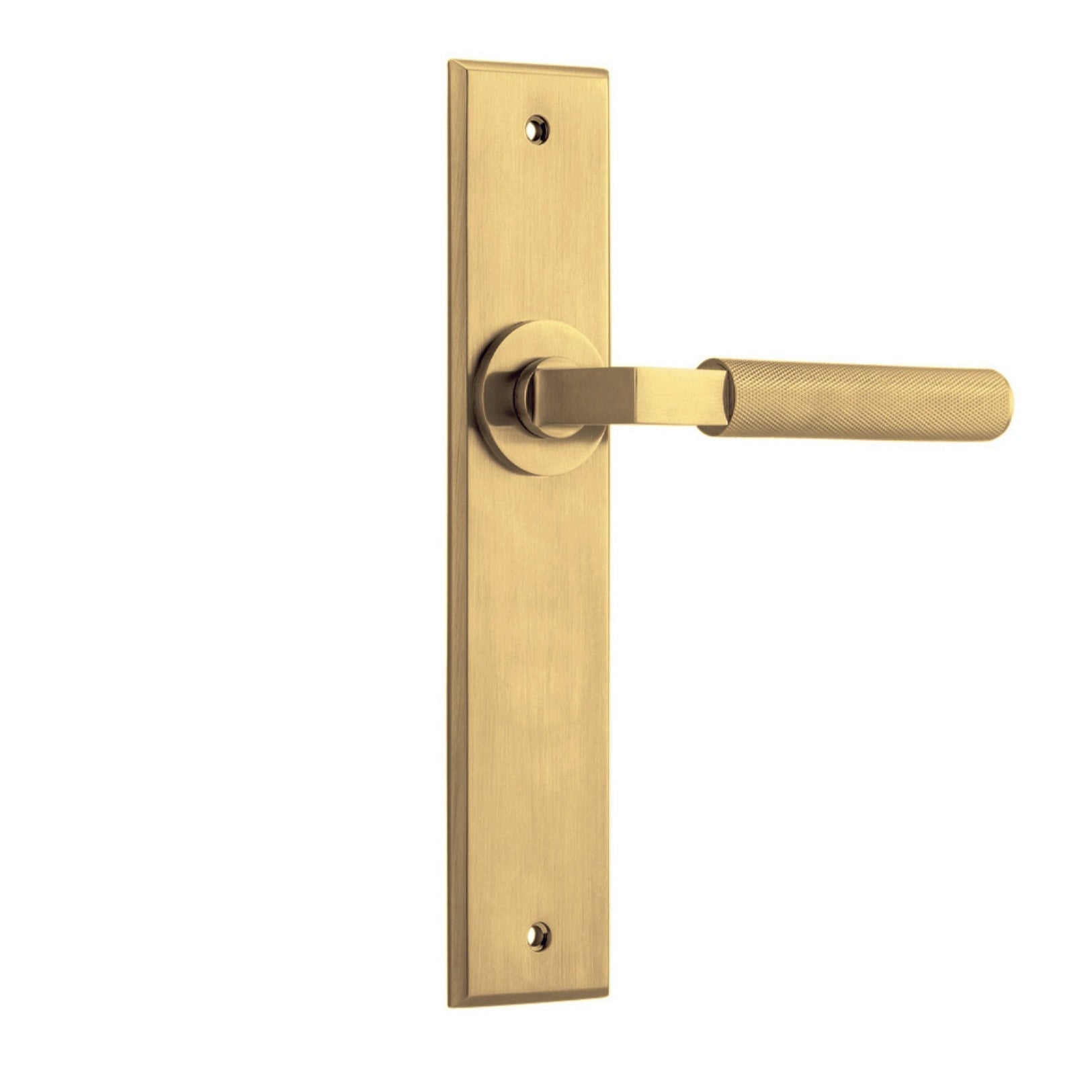 Iver Door Handle Brunswick Knurled Chamfered Latch Brushed Gold PVD