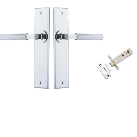 Iver Door Handle Brunswick Knurled Chamfered Polished Chrome Passage Kit