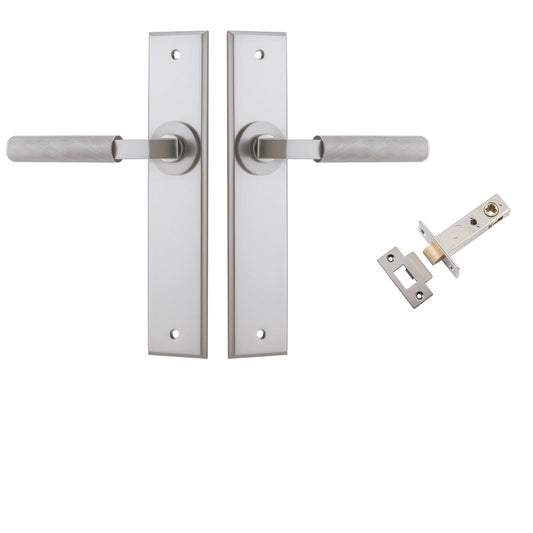 Iver Door Handle Brunswick Knurled Chamfered Satin Nickel Passage Kit