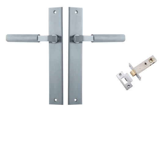 Iver Door Handle Brunswick Knurled Rectangular Brushed Chrome Passage Kit