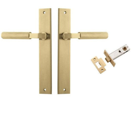 Iver Door Handle Brunswick Knurled Rectangular Brushed Gold PVD Passage Kit