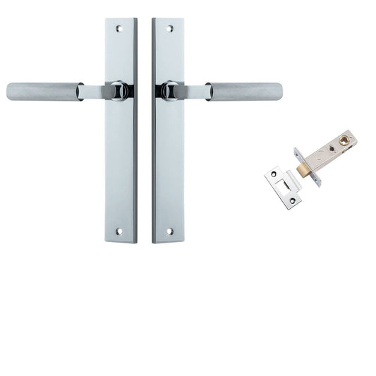Iver Door Handle Brunswick Knurled Rectangular Polished Chrome Passage Kit