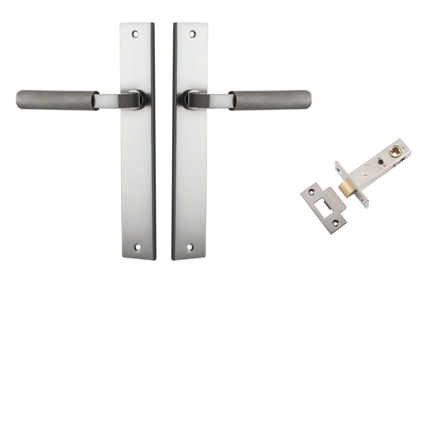 Iver Door Handle Brunswick Knurled Rectangular Satin Nickel Passage Kit