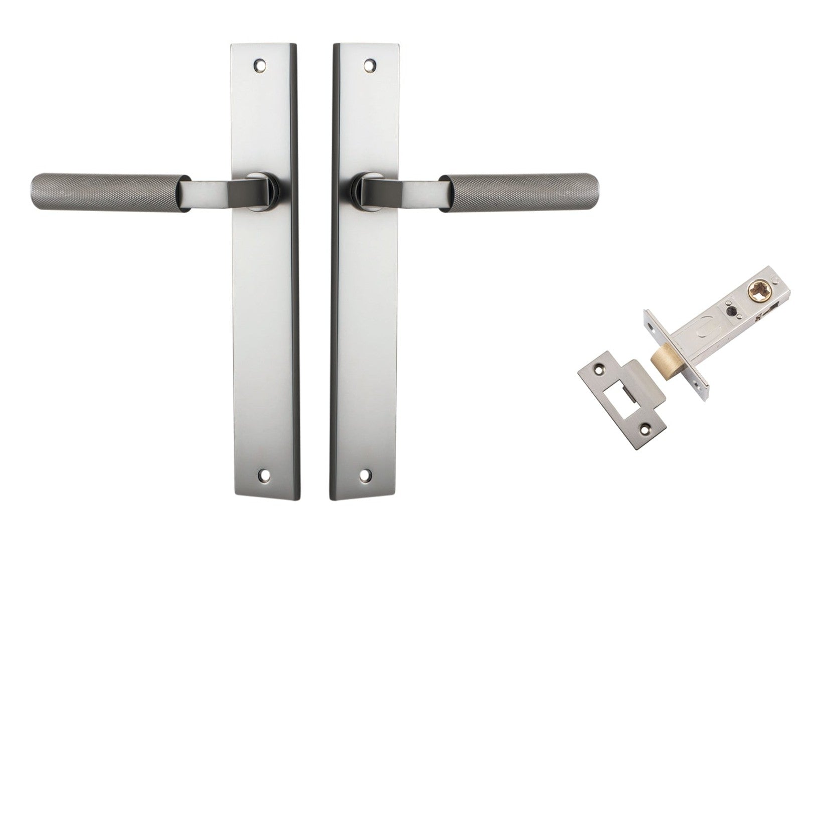 Iver Door Handle Brunswick Knurled Rectangular Satin Nickel Passage Kit