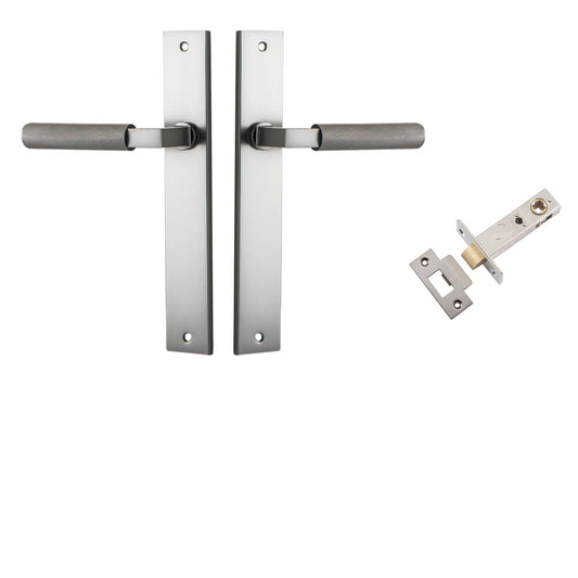 Iver Door Handle Brunswick Knurled Rectangular Satin Nickel Passage Kit