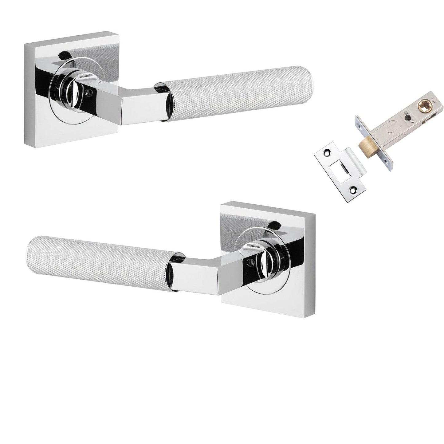 Iver Door Handle Brunswick Knurled Rose Square Polished Chrome Passage Kit