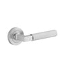 Iver Door Handle Brunswick Knurled Round Rose Pair Brushed Chrome