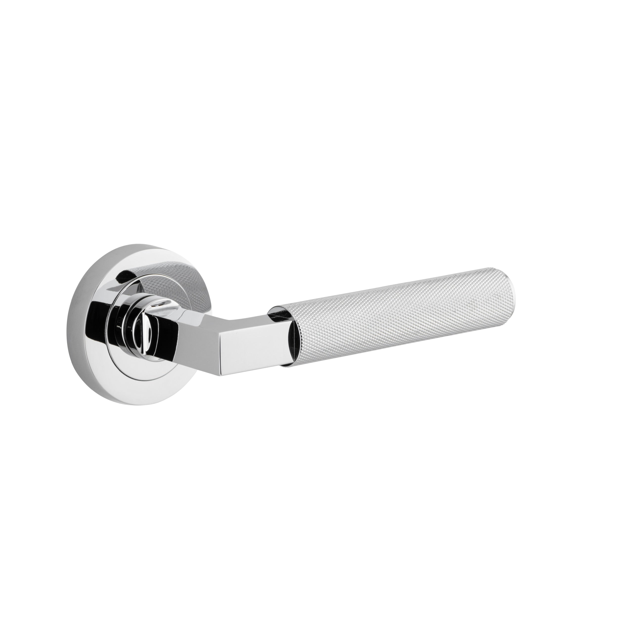 Iver Door Handle Brunswick Knurled Round Rose Pair Polished Chrome