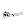 Iver Door Handle Brunswick Knurled Round Rose Pair Polished Chrome