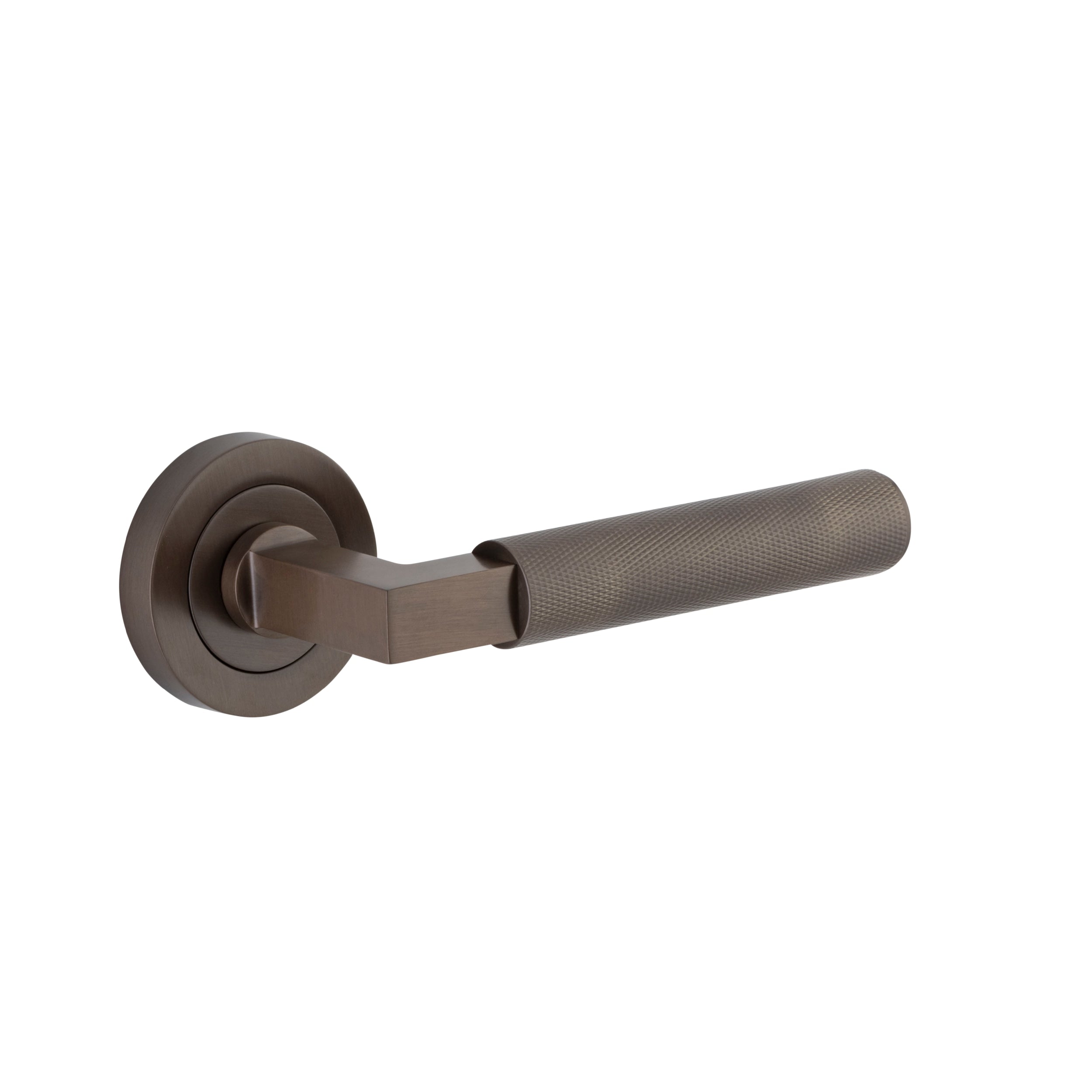 Iver Door Handle Brunswick Knurled Round Rose Pair Signature Brass