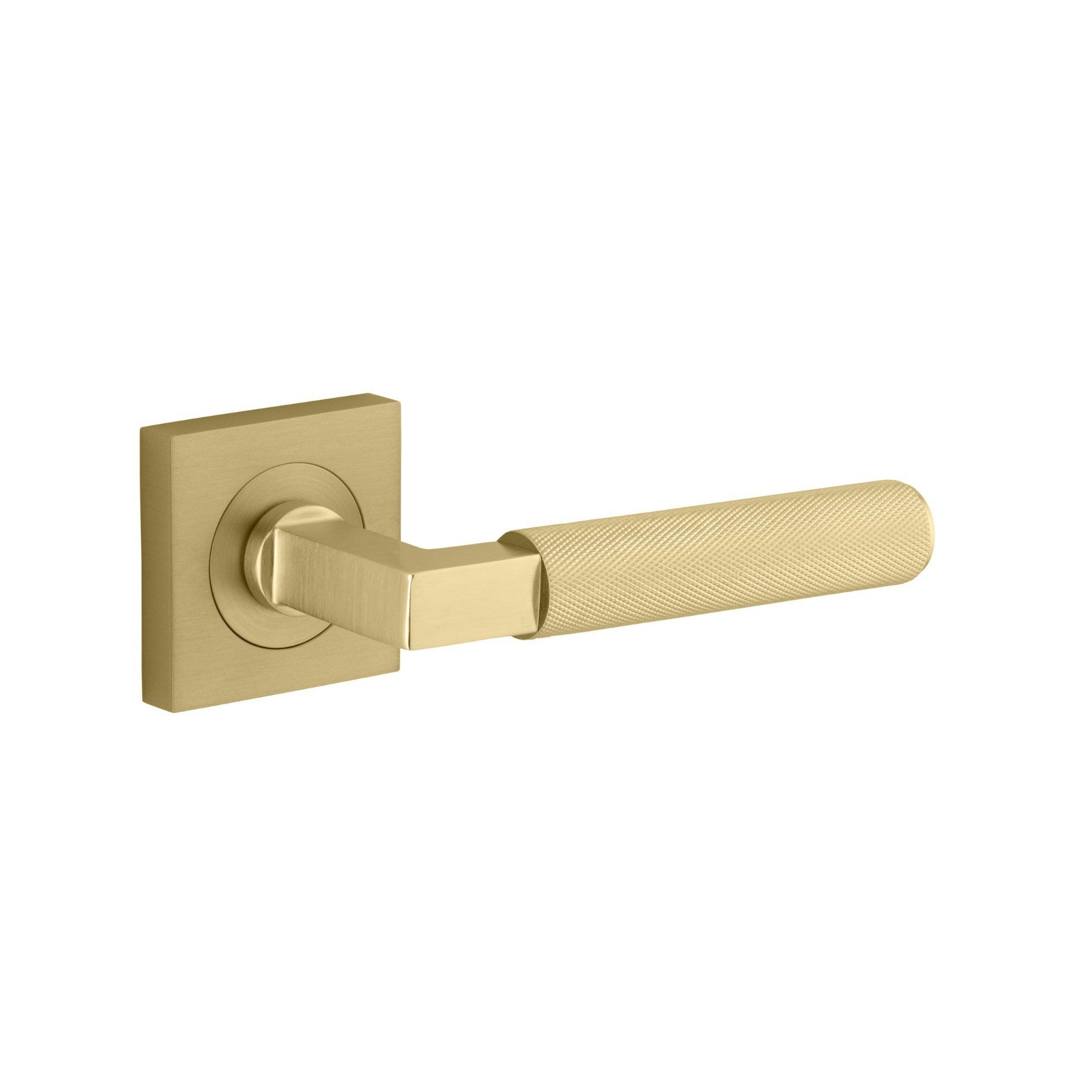 Iver Door Handle Brunswick Knurled Square Rose Pair Brushed Gold PVD