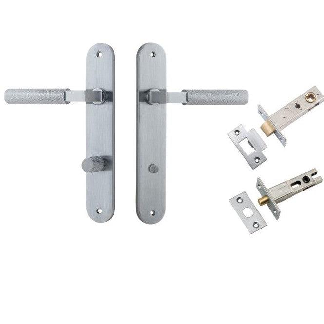 Iver Door Handle Brunswick Oval Privacy Brushed Chrome Privacy Kit