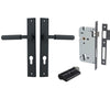 Iver Door Handle Brunswick Rectangular Euro Pair Key/Key Matt Black Entrance Kit