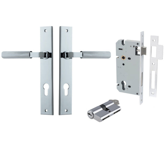 Iver Door Handle Brunswick Rectangular Euro Pair Key/Key Polished Chrome Entrance Kit
