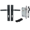 Iver Door Handle Brunswick Rectangular Euro Pair Key/Thumb Matt Black Entrance Kit