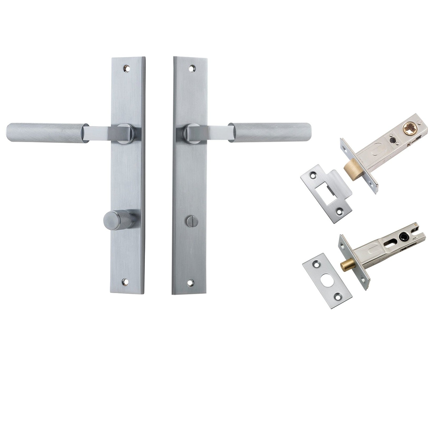 Iver Door Handle Brunswick Rectangular Privacy Brushed Chrome Privacy Kit