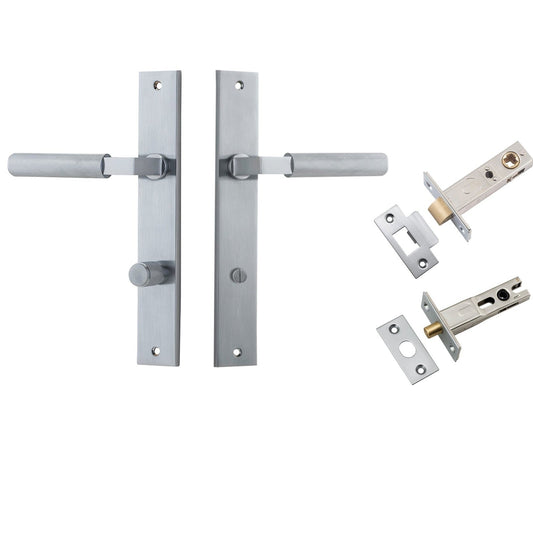 Iver Door Handle Brunswick Rectangular Privacy Brushed Chrome Privacy Kit