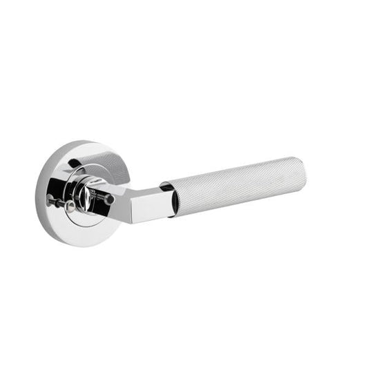 Iver Door Handle Brunswick Rose Round Polished Chrome Inbuilt Privacy Kit