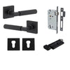 Iver Door Handle Brunswick Rose Square Pair Key/Thumb Matt Black Entrance Kit