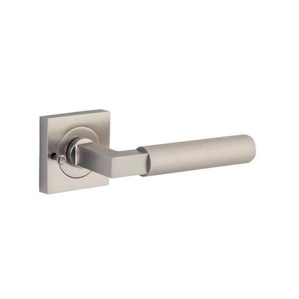 Iver Door Handle Brunswick Rose Square Satin Nickel Inbuilt Privacy Kit
