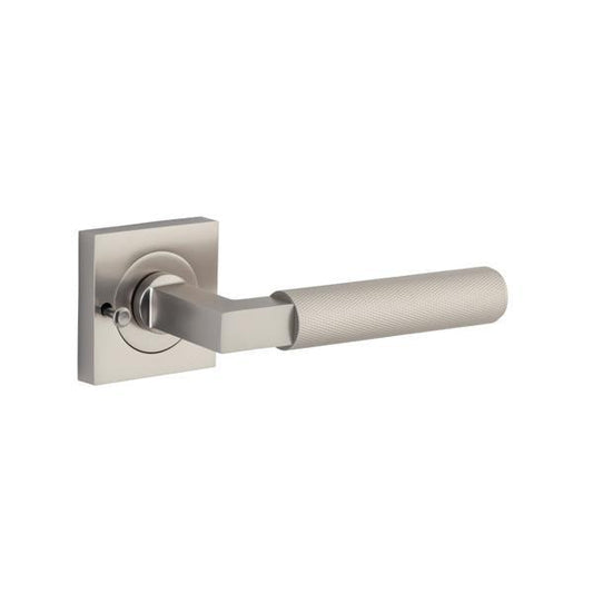 Iver Door Handle Brunswick Rose Square Satin Nickel Inbuilt Privacy Kit