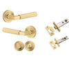 Iver Door Handle Brunswick Round Rose Pair Brushed Gold PVD Privacy Kit