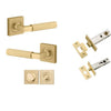 Iver Door Handle Brunswick Square Rose Pair Brushed Gold PVD Privacy Kit