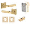 Iver Door Handle Brunswick Square Rose Pair Key/Key Brushed Gold PVD Entrance Kit