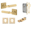 Iver Door Handle Brunswick Square Rose Pair Key/Thumb Brushed Gold PVD Entrance Kit