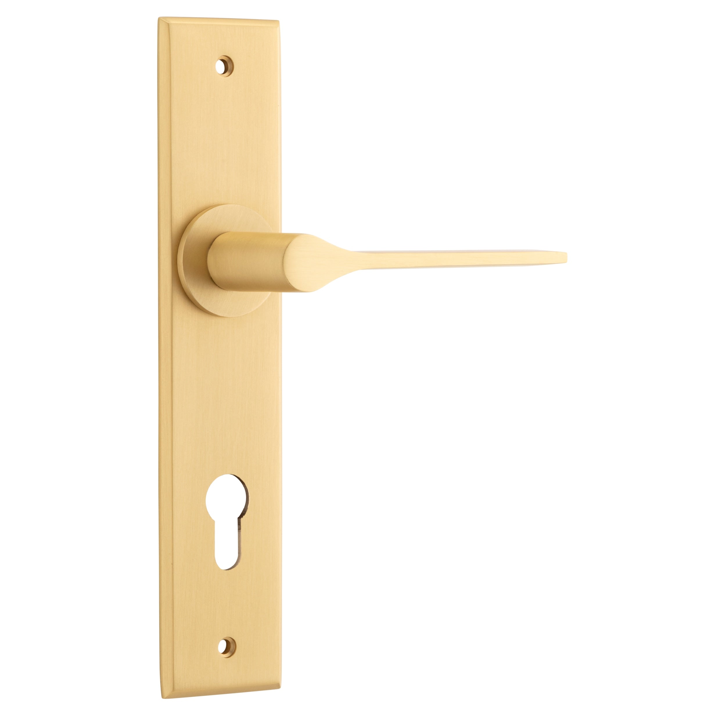 Iver Door Handle Como Chamfered Euro Brushed Brass