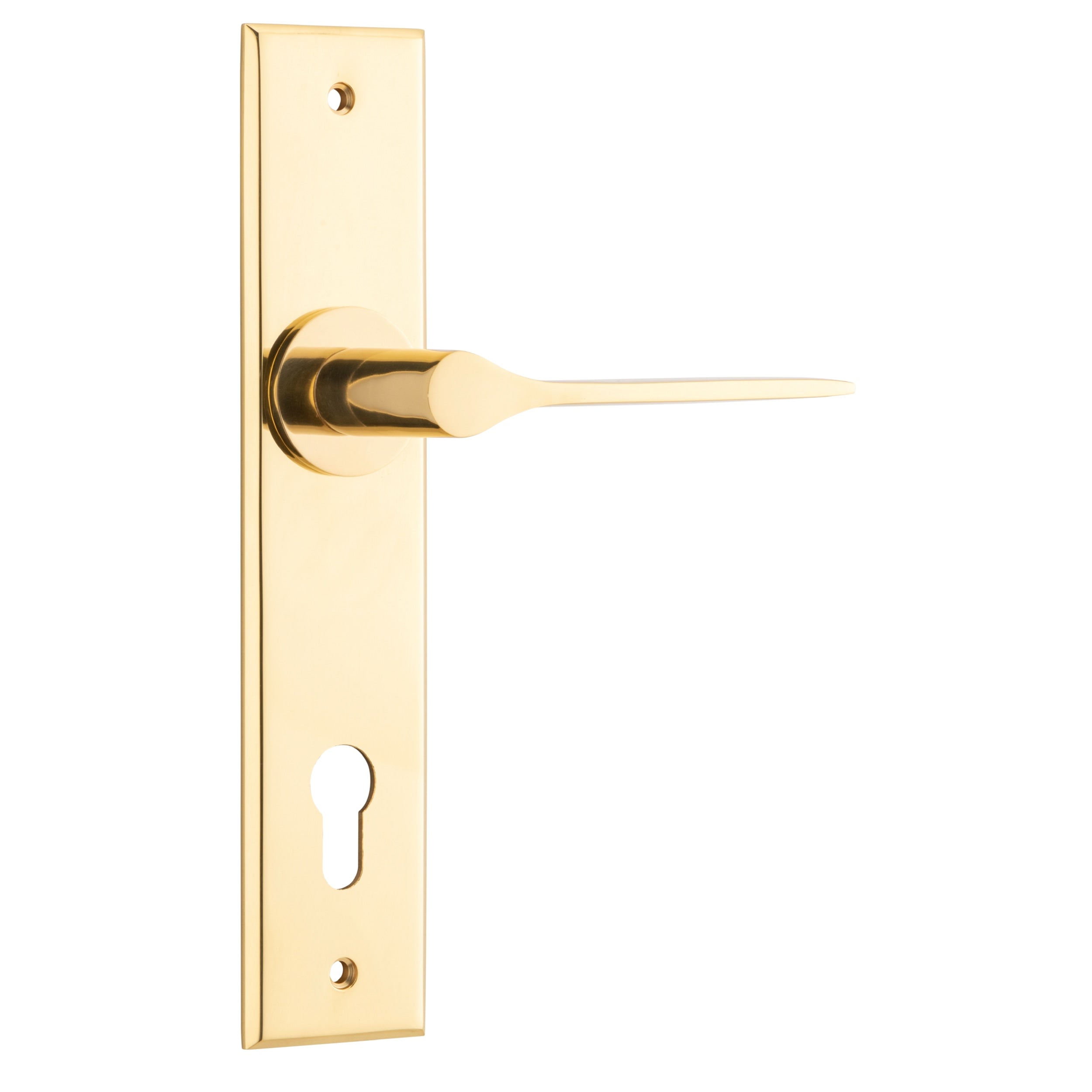 Iver Door Handle Como Chamfered Euro Polished Brass