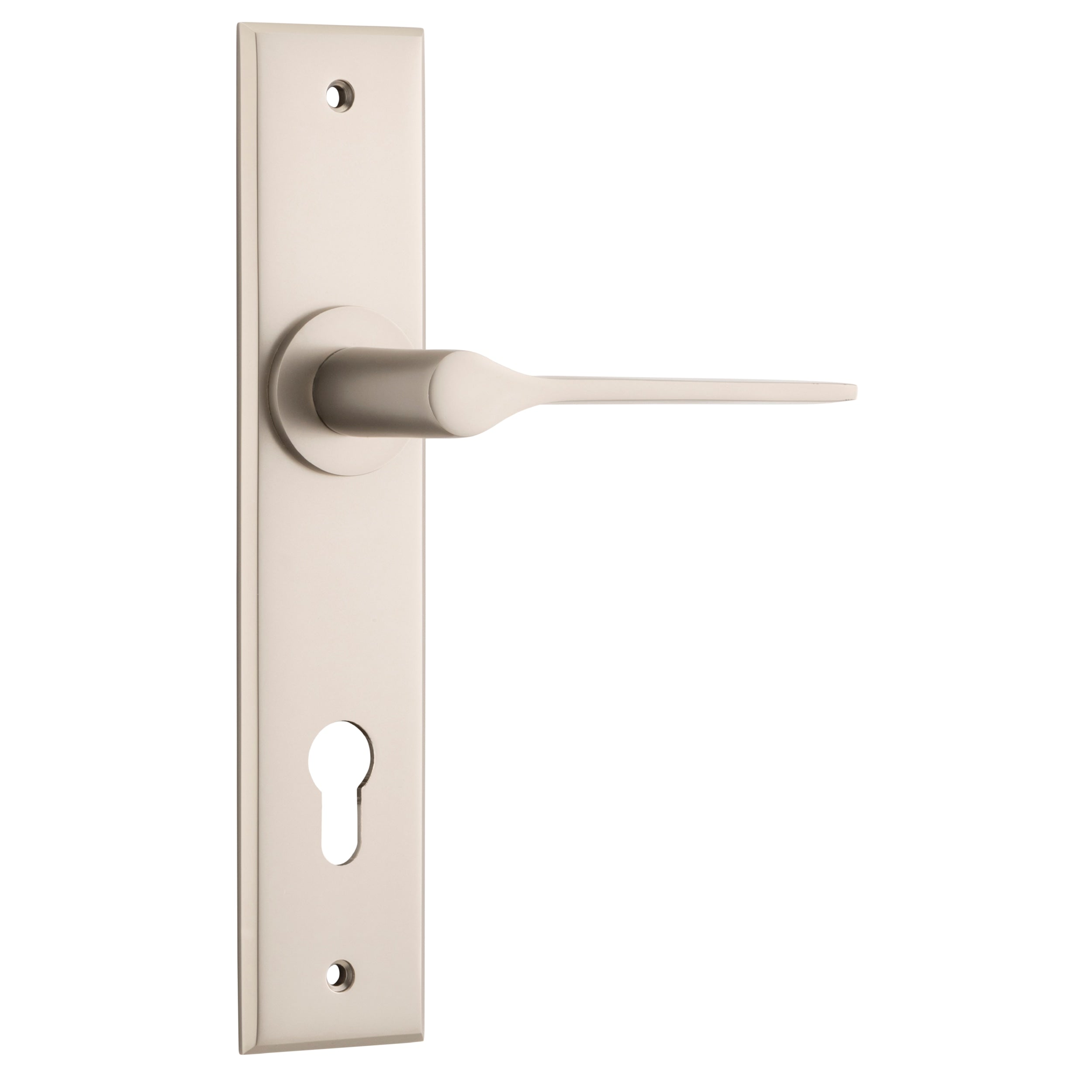 Iver Door Handle Como Chamfered Euro Satin Nickel