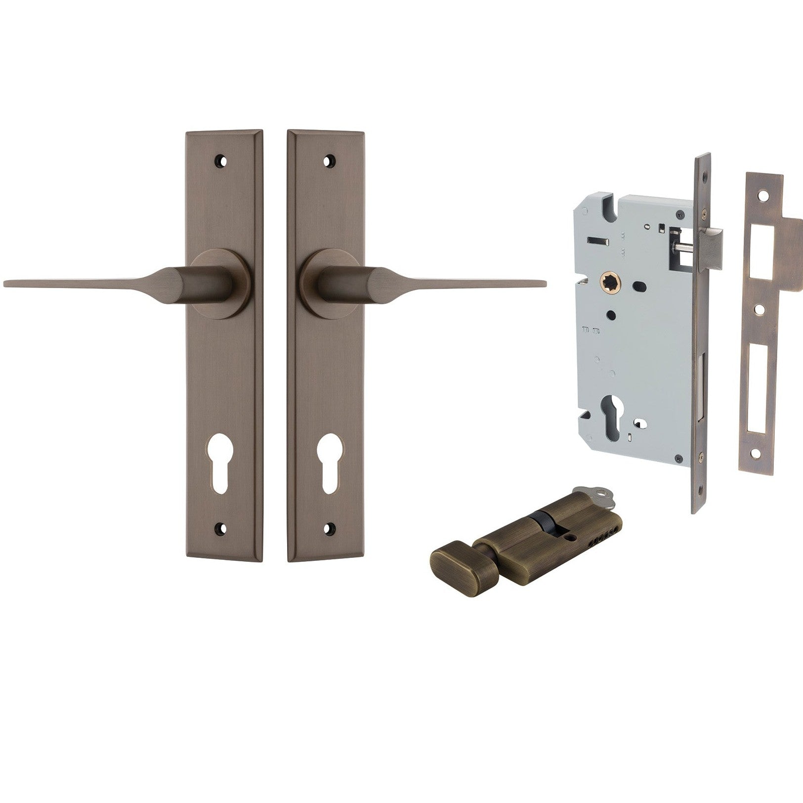 Iver Door Handle Como Chamfered Key/Thumb Signature Brass Entrance Kit