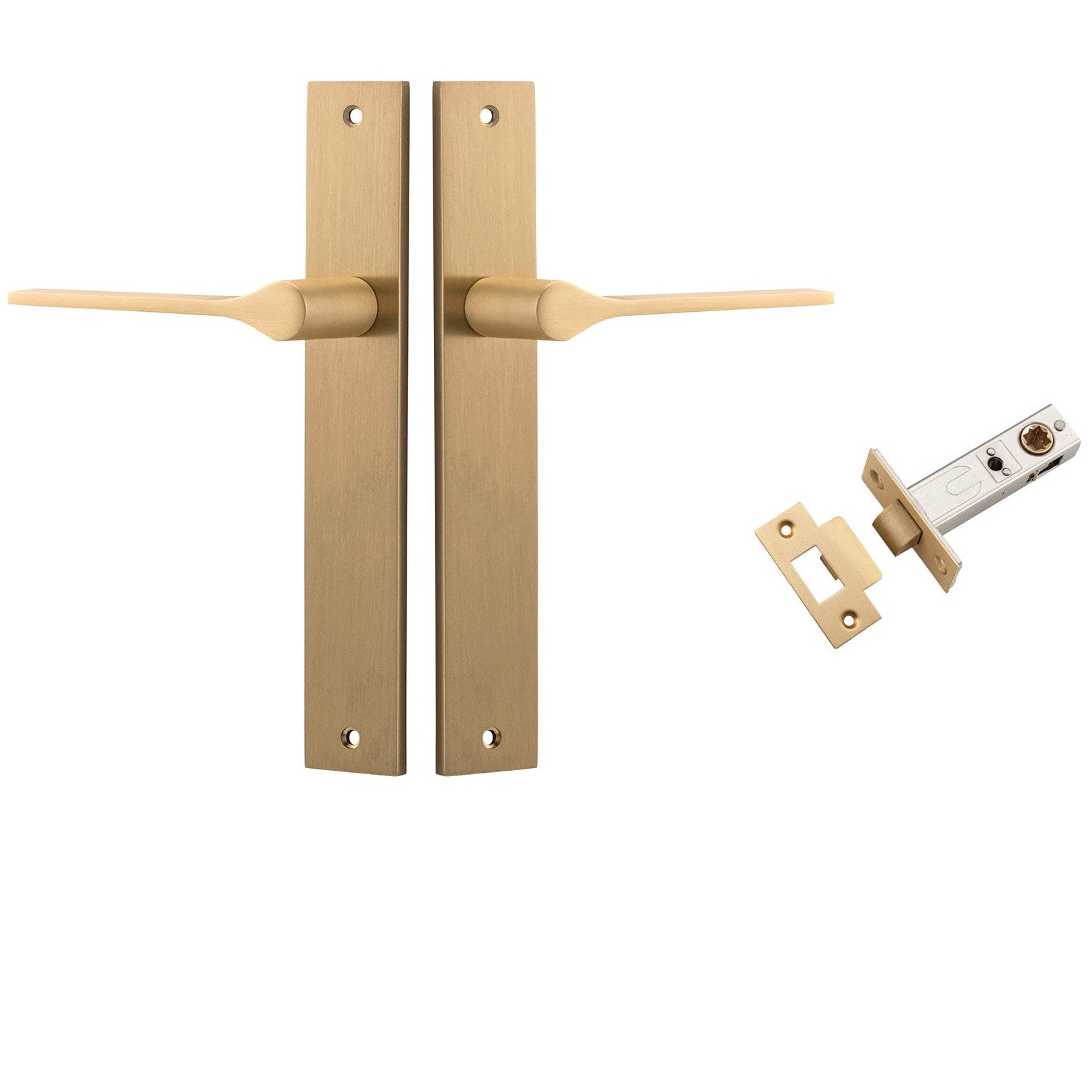 Iver Door Handle Como Rectangular Brushed Brass Passage Kit