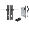 Iver Door Handle Como Rectangular Euro Pair Key/Key Matt Black Entrance Kit