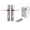 Iver Door Handle Como Rectangular Euro Pair Key/Thumb Satin Nickel Entrance Kit