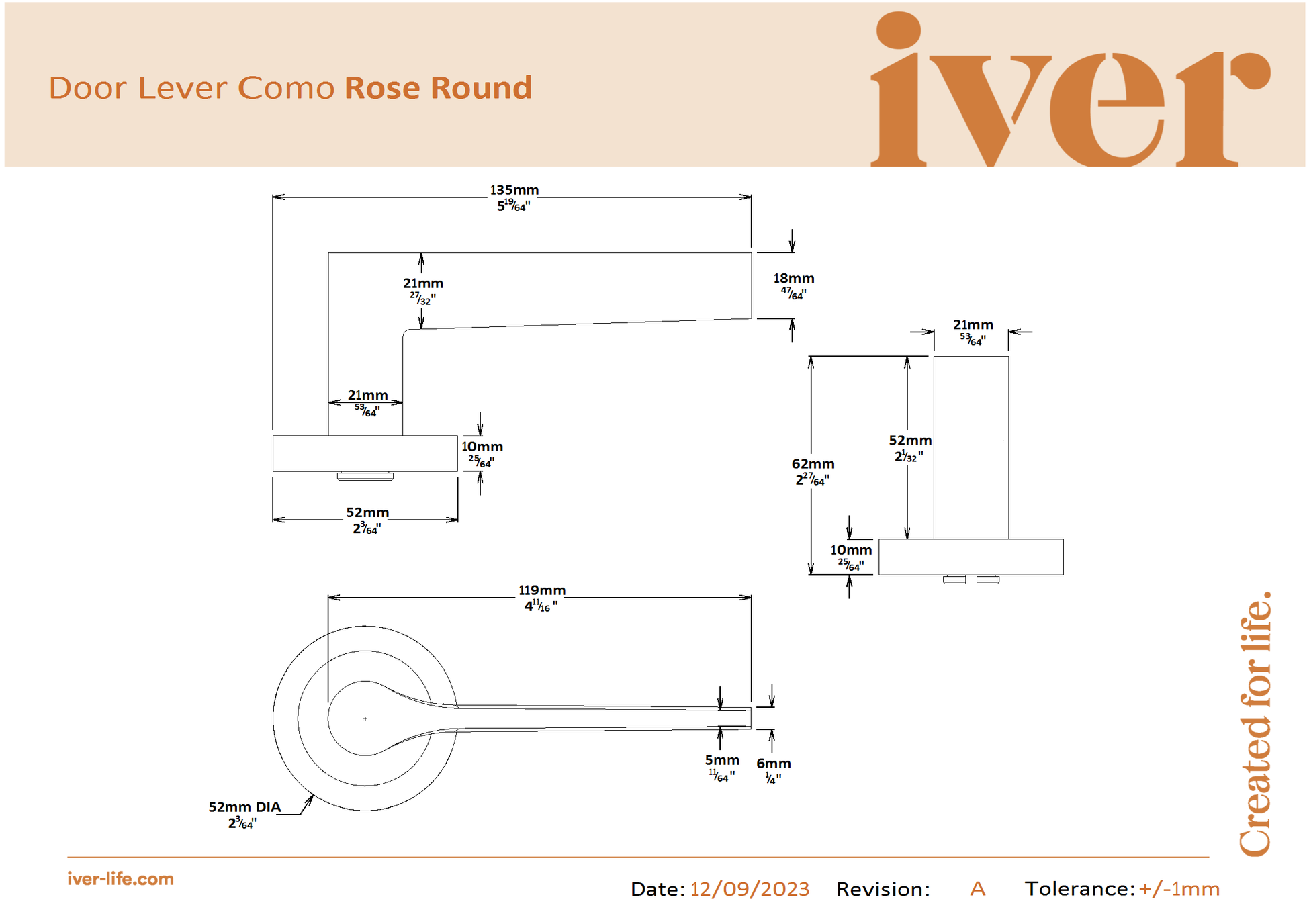 Iver Door Handle Como Rose Round Brushed Chrome Inbuilt Privacy Kit