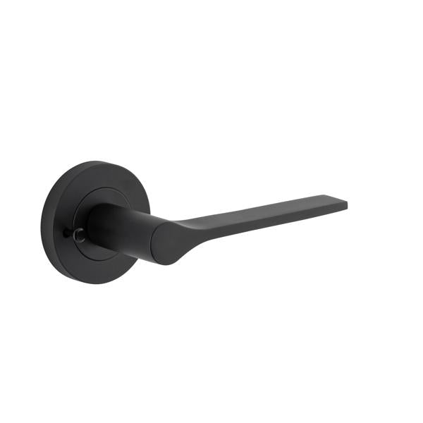 Iver Door Handle Como Rose Round Matt Black Inbuilt Privacy Kit