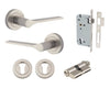 Iver Door Handle Como Rose Round Pair Key/Key Satin Nickel Entrance Kit