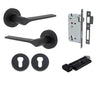 Iver Door Handle Como Rose Round Pair Key/Thumb Matt Black Entrance Kit